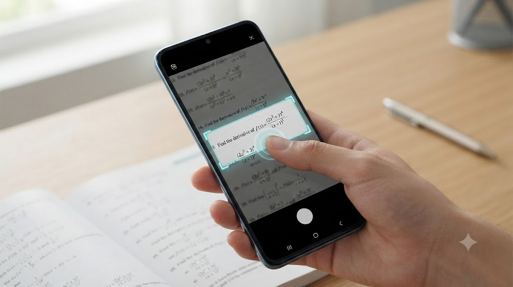 انتخاب مسئله ریاضی در Google Lens برای تحلیل تصویر
