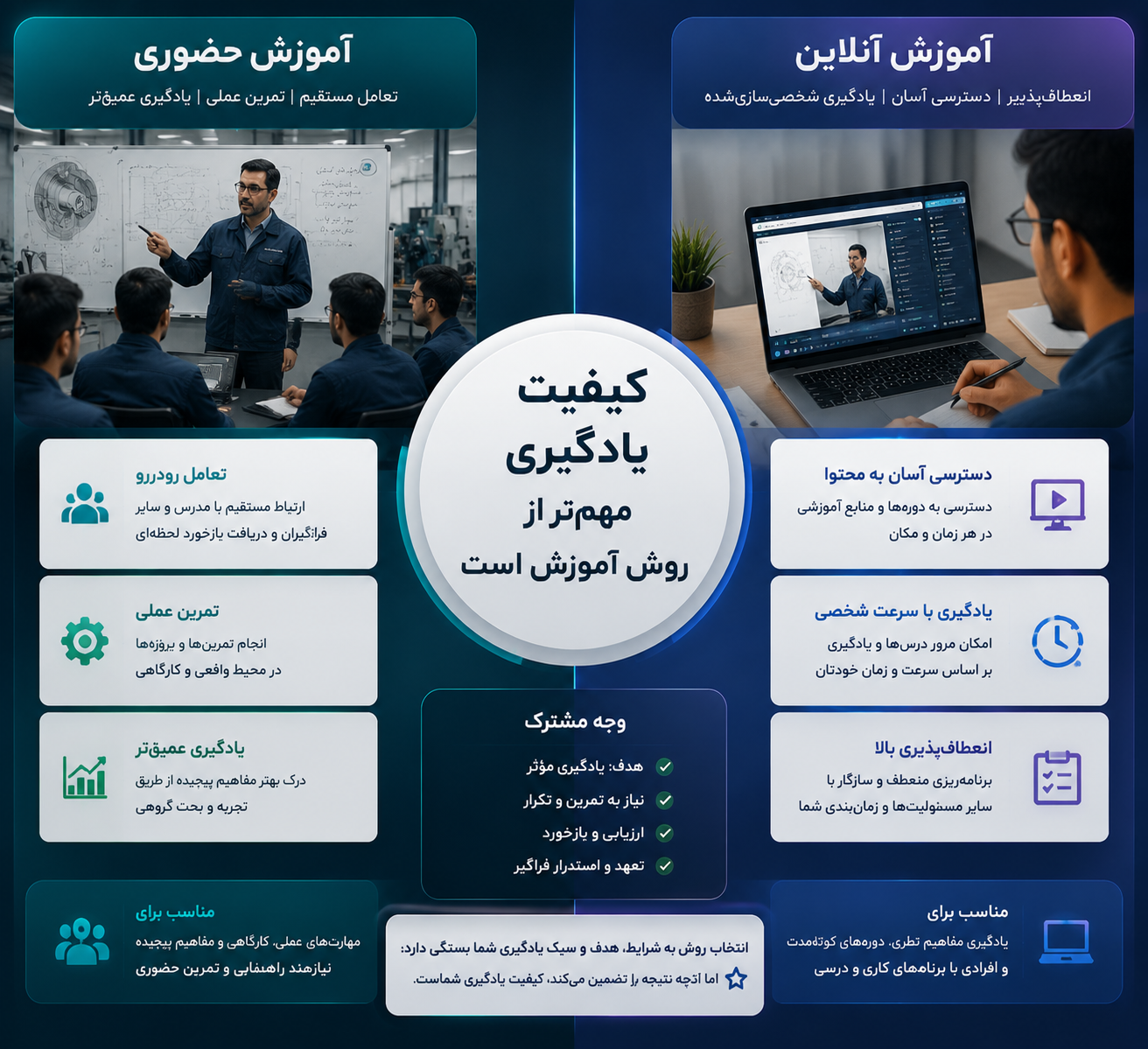مقایسه انواع روش های آموزش